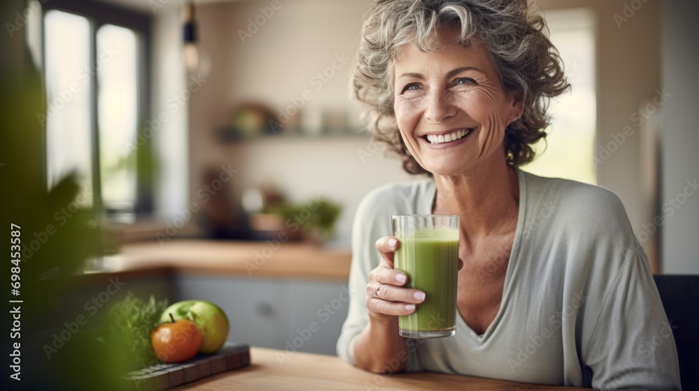 senior woman with vegan smoothy senior woman with vegan smoothy