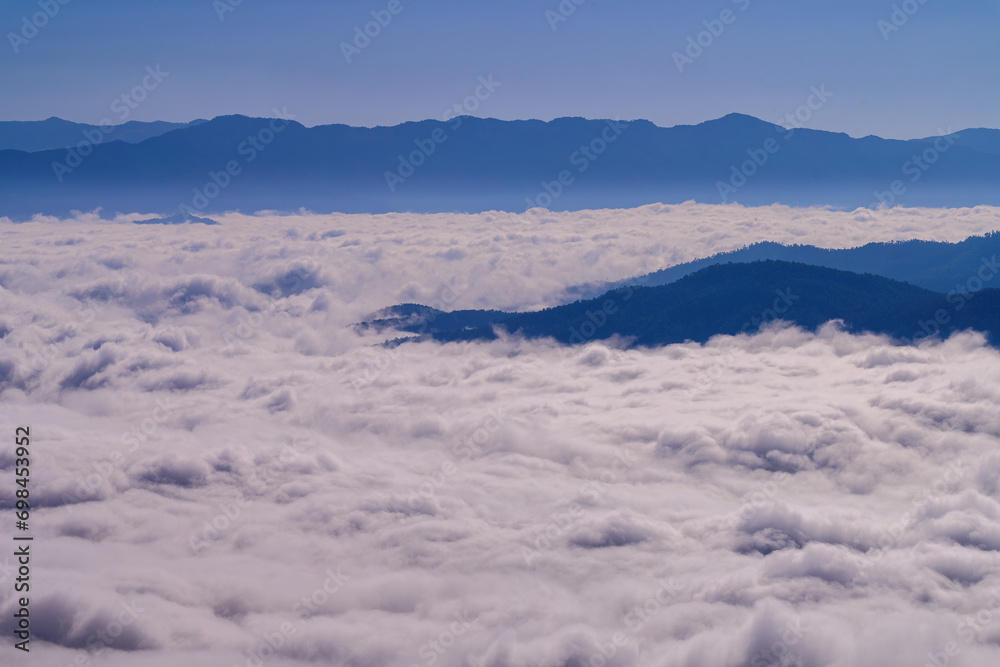 Scenery of a Misty morning in the mountains at Ba Lu Kho view piont, Mae Chaem, Chiang Mai in northern Thailand. Scenery of a Misty morning in the mountains at Ba Lu Kho view piont, Mae Chaem, Chiang Mai in northern Thailand.