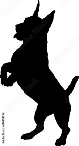 Dog German Pinscher silhouette Breeds Bundle Dogs on the move. Dogs in different poses. The dog jumps, the dog runs. The dog is sitting. The dog is lying down. The dog is playing 