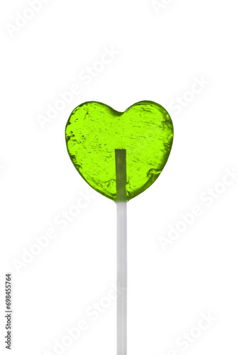 Fotografie green lollipop heart shape on a transparent background or PNG file
