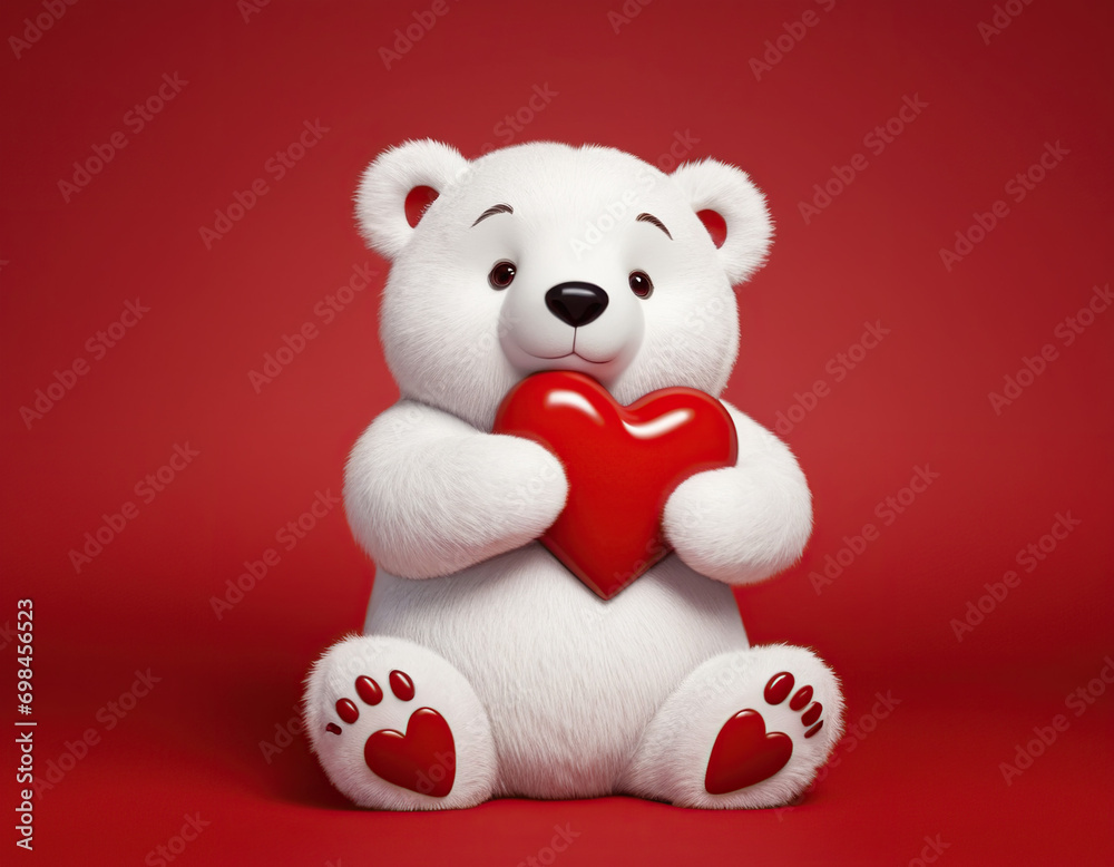 cartoon white bear with heart cartoon white bear with heart