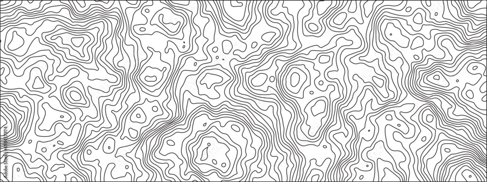 Abstract black & white topography on paper-textured canvas