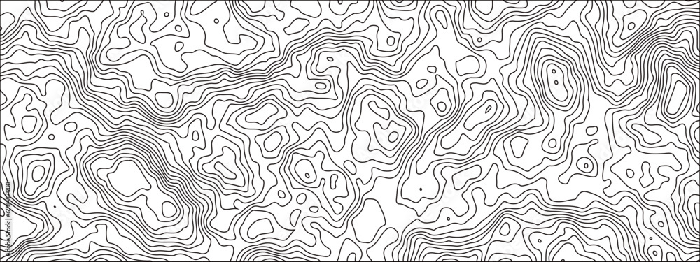 Abstract black & white topography on old paper-textured canvas