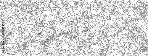 Abstract black & white topography on paper-textured canvas. Cartographic Weave with Topography striped patterns and wavy lines. Geographic mountain terrain.The topo contour map with terrain.