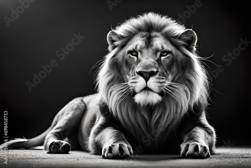 lion on black background