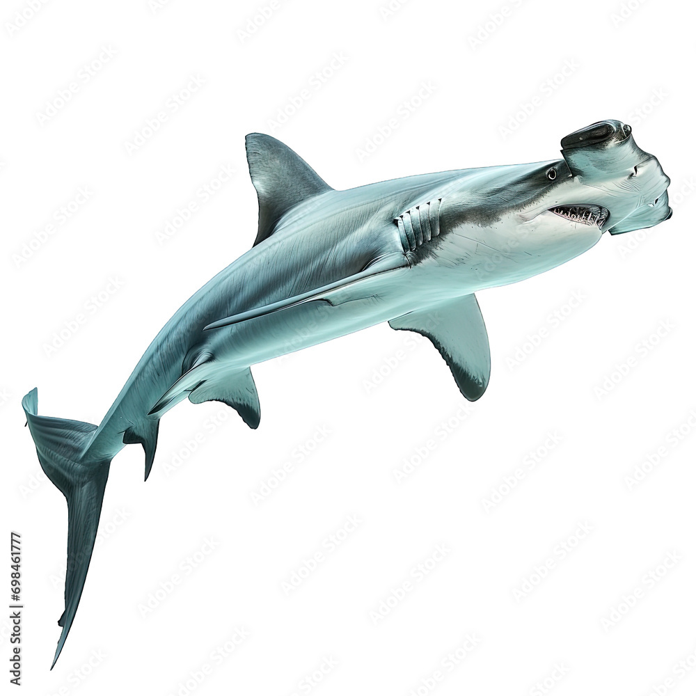 Hammerhead Shark Isolated - obrazy, fototapety, plakaty 