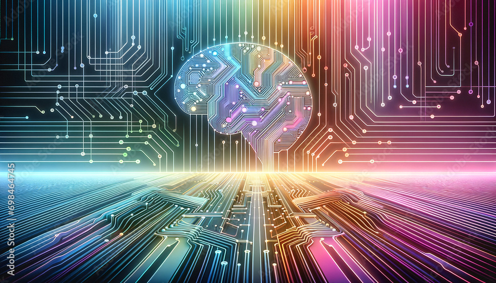Abstract representation of parallel processing with AI elements on a ...