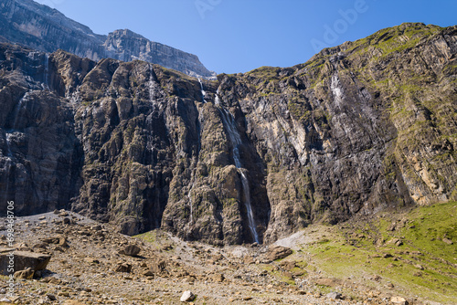 The Cirque de Gavarnie , Europe, France, Occitanie, Hautes-Pyrenees, in summer on a sunny day. photo