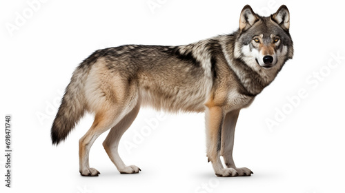 gray wolf isolated on white background. Generative Ai