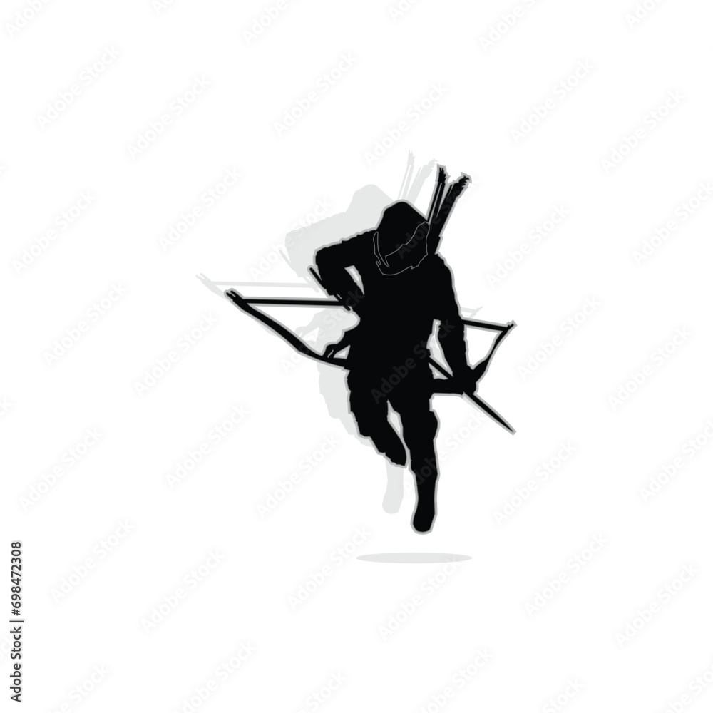 Fototapeta premium vector illustration of mysterious archer knight silhouette