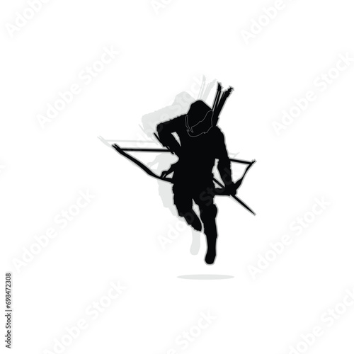 vector illustration of mysterious archer knight silhouette photo