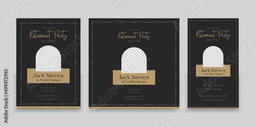 Retirement Party Invitation Layout Bundle, square banner, Instagram story and a4 poster