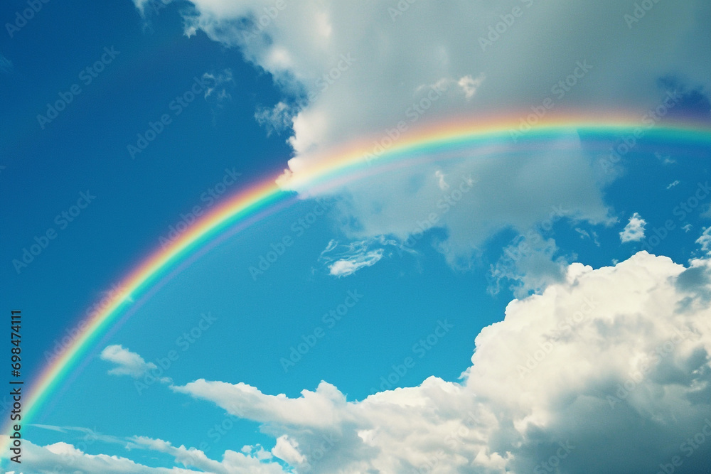 Picture of a rainbow in the bright sky.