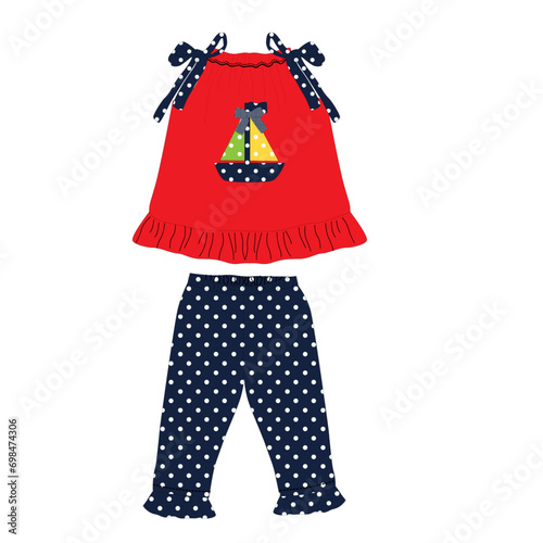 frocks with legging ship print vector 