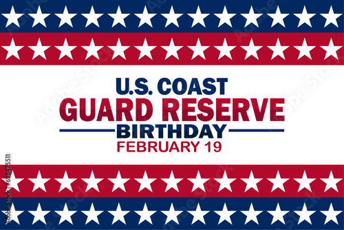 US Coast Guard Reserve Birthday Vector illustration. February 19. Suitable for greeting card, poster and banner.
