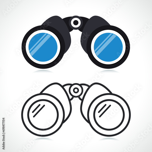 binoculars flat and outline isolated