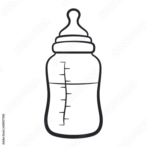 baby bottle black contour isolated