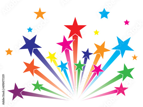 Colorful shooting stars. Shooting stars icons. Abstract shooting star.