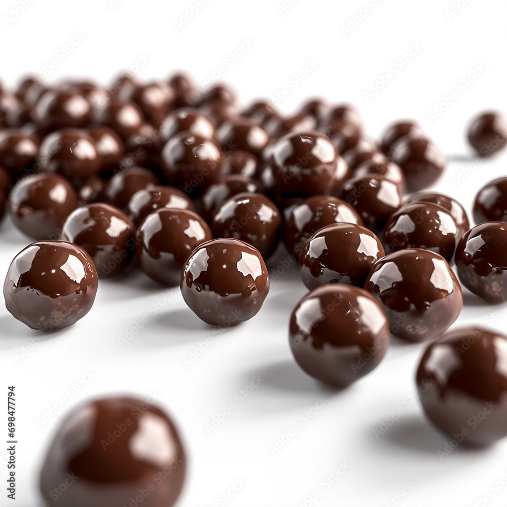 close up of black ball of chocolate isolated 