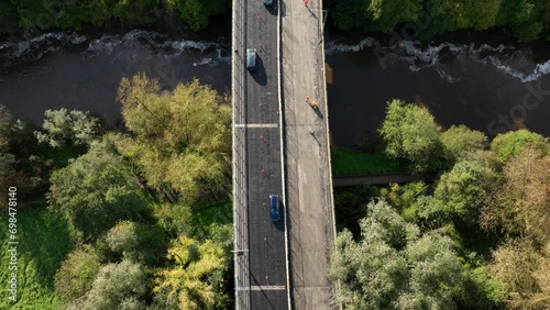 Motorway bridge with a discontinuous lane in 4k
