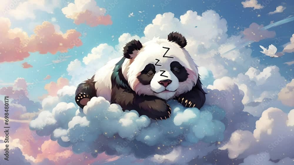 Heavenly Rest: Cute Panda in Slumberland on a Cloud - Seamless Looping ...