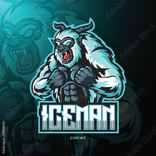 abstract of yeti e-sport mascot logo design. modern concept style for badge, emblem and t shirt printing. angry yeti illustration 