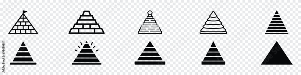 Egypt Pyramid Icon, Hierarchy pyramid editable stroke outline icon, Pyramid Chart. Egyptian symbol of three black pyramids, Pyramid icon vector. Simple finance pyramid symbol. pyramids Egyptian  - obrazy, fototapety, plakaty 