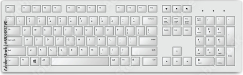 White 3D Realistic Vector Keyboard Template. photo