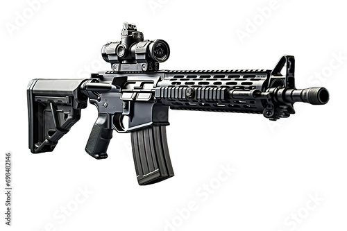 AR 15 Style DMR Rifle Gun isolated on PNG Background. Generative Ai.