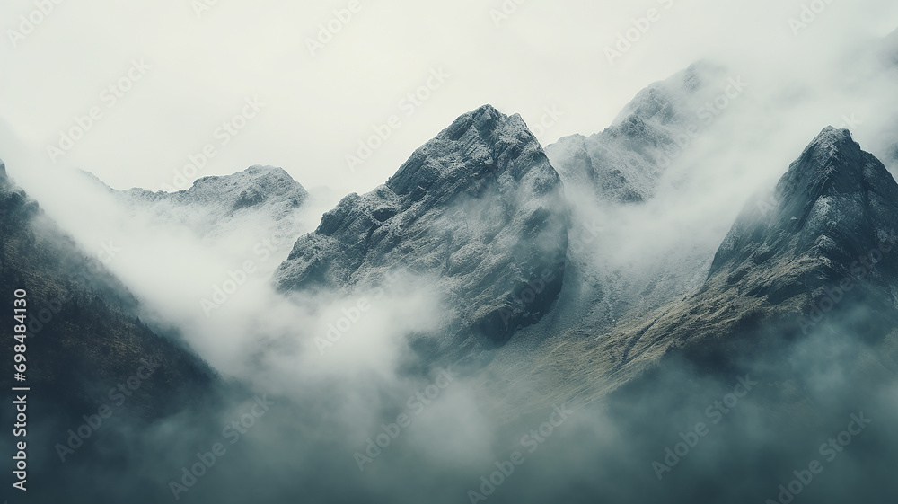 landscape, quiet misty valley in the mountains, forest panorama aero view landscape, quiet misty valley in the mountains, forest panorama aero view