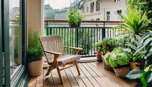 balcony with flowers and plants photo