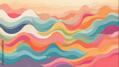 An abstract colourful painting of a wavy pattern, Elegant Business Card, Greeting card Template