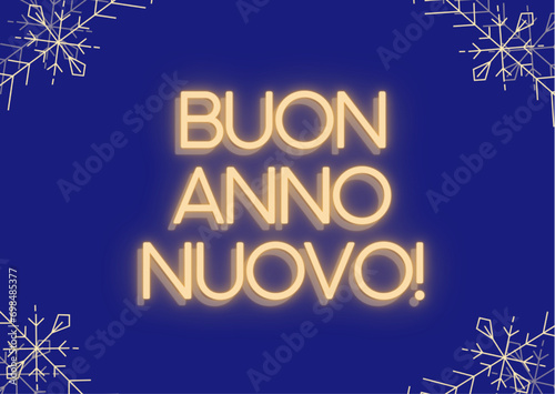 BUON ANNO NUOVO!_blue card with gold snow_14,8cm x 10,5 cm_ITA_TSP