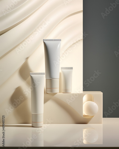 set of white cosmetic products