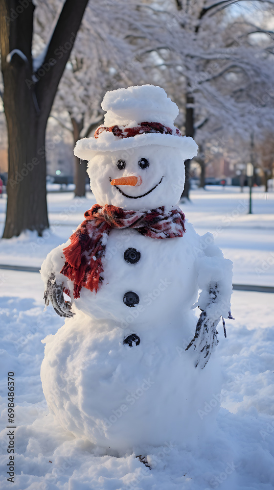 Fototapeta premium snowman in the woods