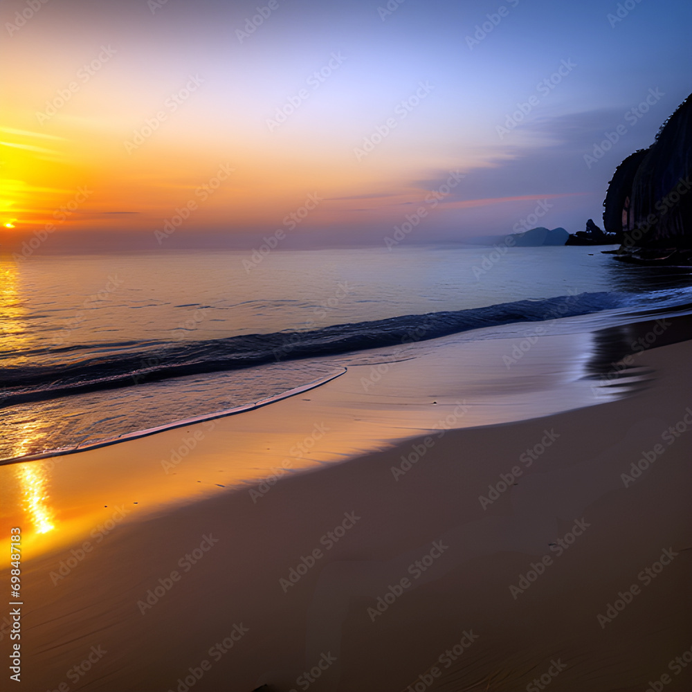 Fototapeta premium Sunset at Ao Nang beach, Krabi, Thailand. 