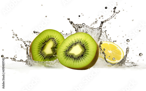 Refreshing Kiwifruit Splash isolated on transparent Background