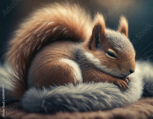 Cute animals doing hibernation – squirrel