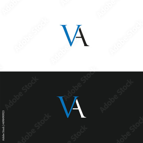 VA logo. V A design. White VA letter. VA, V A letter logo design. Initial letter VA linked circle uppercase monogram logo. V A letter logo vector design.	