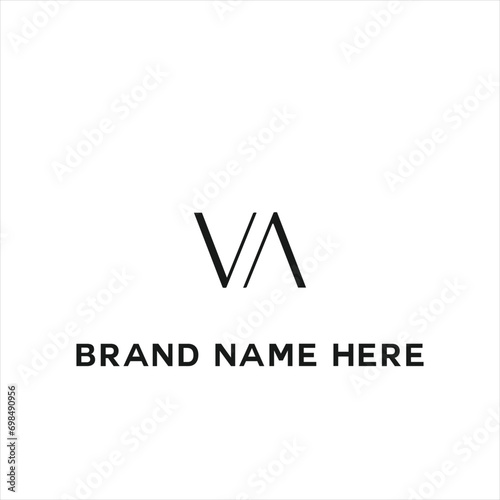 VA logo. V A design. White VA letter. VA, V A letter logo design. Initial letter VA linked circle uppercase monogram logo. V A letter logo vector design.	 photo