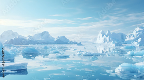 Arctic glaciers and ice icebergs