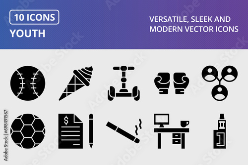 Youth Glyph Icons Set