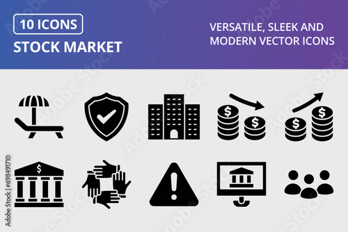 Stock Market Glyph Icons Set
