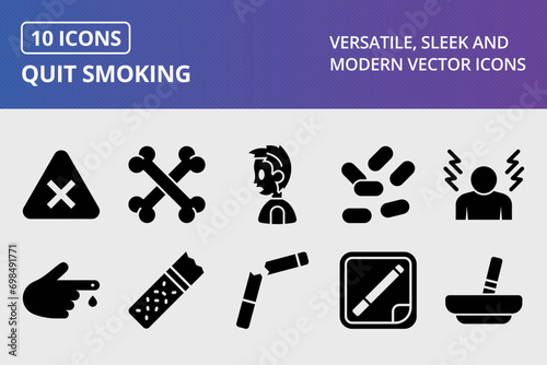 Quit Smoking Glyph Icons Set