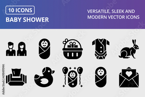 Baby Shower Glyph Icons Set
