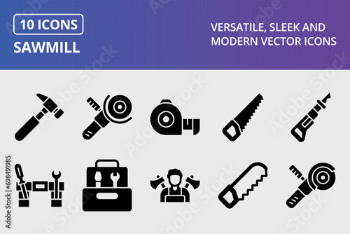 Sawmill Glyph Icons Set