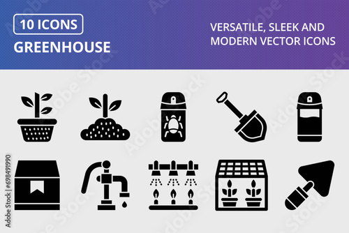 Greenhouse Glyph Icons Set