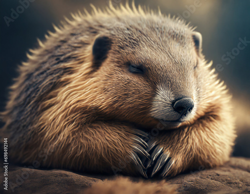 Cute animals doing hibernation – marmot