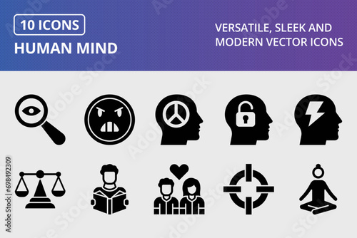 Human Mind Glyph Icons Set