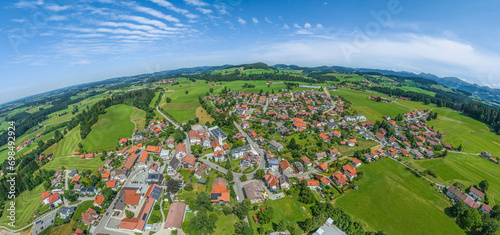 Panoramablick über Simmerberg im Westallgäu im Sommer photo